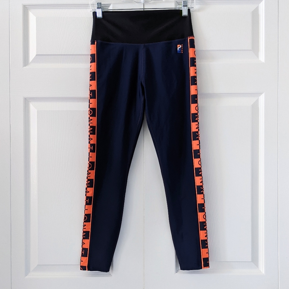 P.E Nation Victory Run Leggings | Navy Blue + Orange | Size *M*